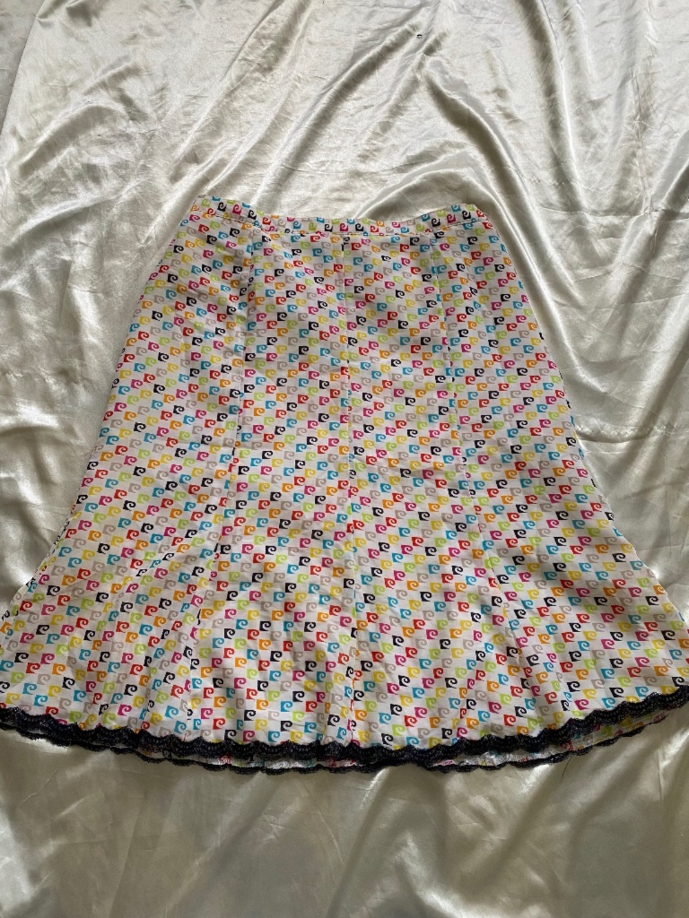 y2k Pierre Cardin Rainbow Logo Lace Skirt Size 6